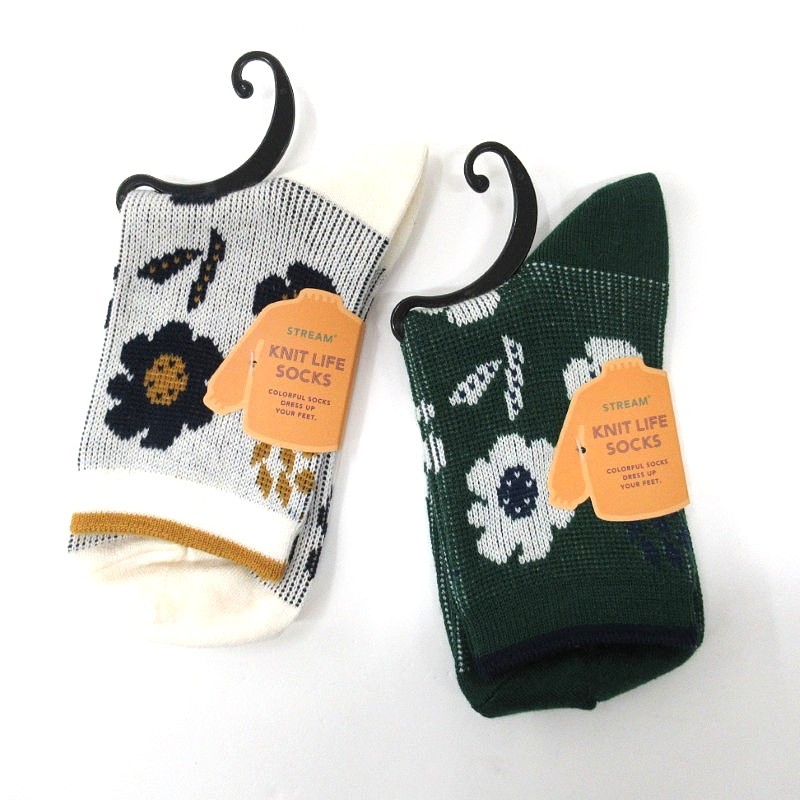 STREAM 花柄ジャガードクルーソックス